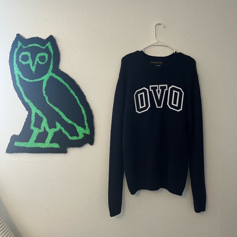 OVO October’s Very Own Arch Knit Navy Blue Sweater Size Large